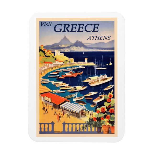 Athens, Greece Vintage Travel Poster Magnet (Vertikal)