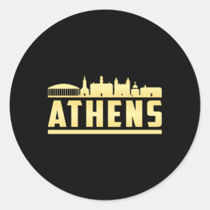 Athens Griechenland City Skyline Cityscape Funny G Runder Aufkleber