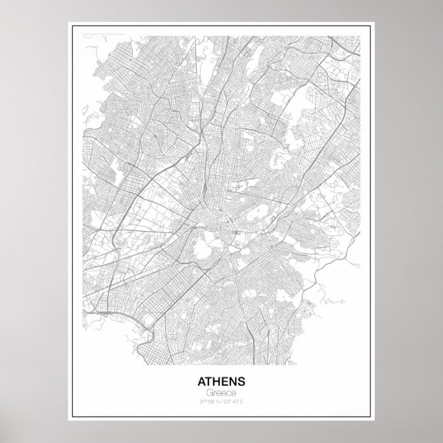 Athens, Griechenland Minimalistisch Map Poster (Ar (Vorne)