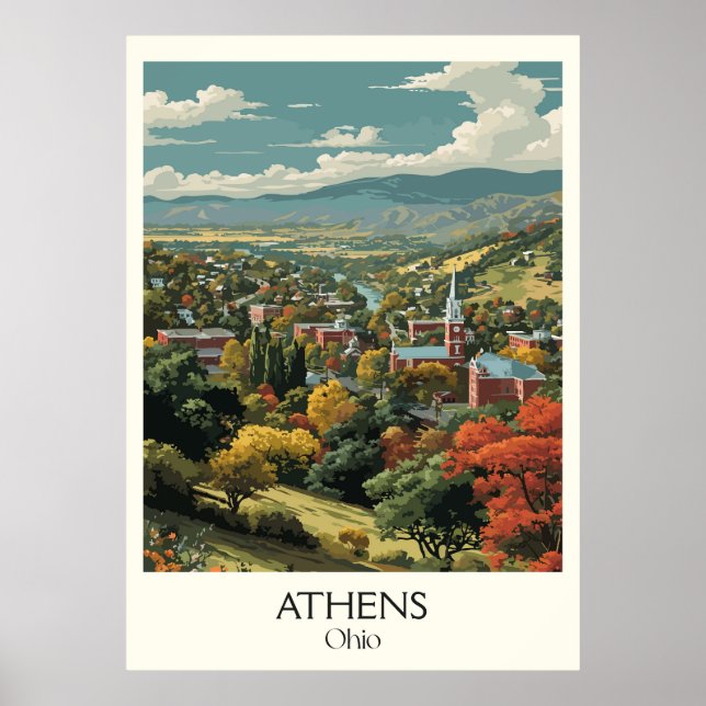 Athens Ohio Uni Stadt Landschaftliches Tal Poster (Vorne)