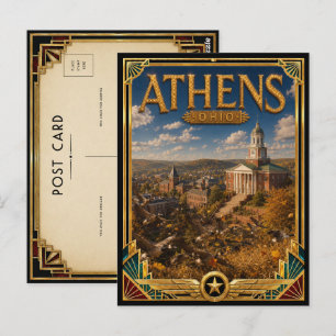 Athens Ohio Vintage Art Deco Goldenes Zeitalter Postkarte