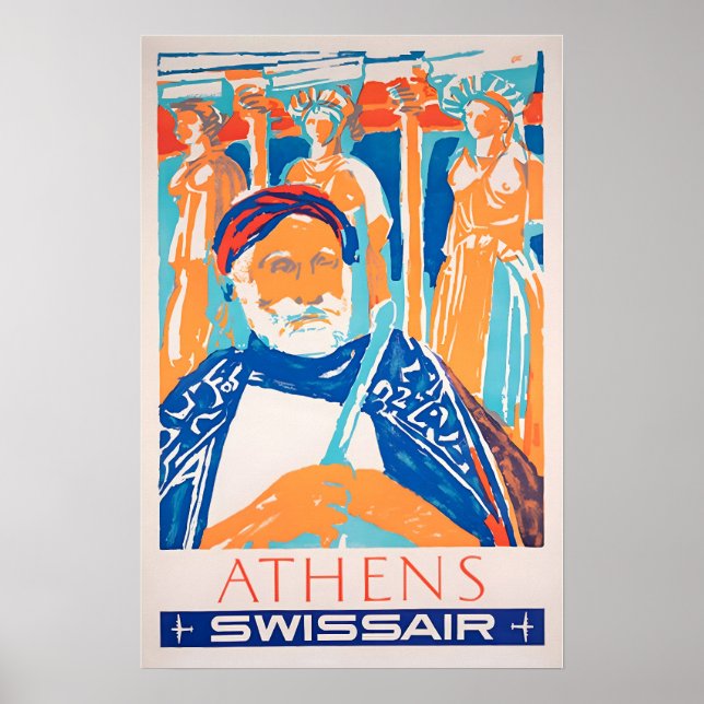 Athens Travel Poster Greece Art Greek Print Swissa (Vorne)
