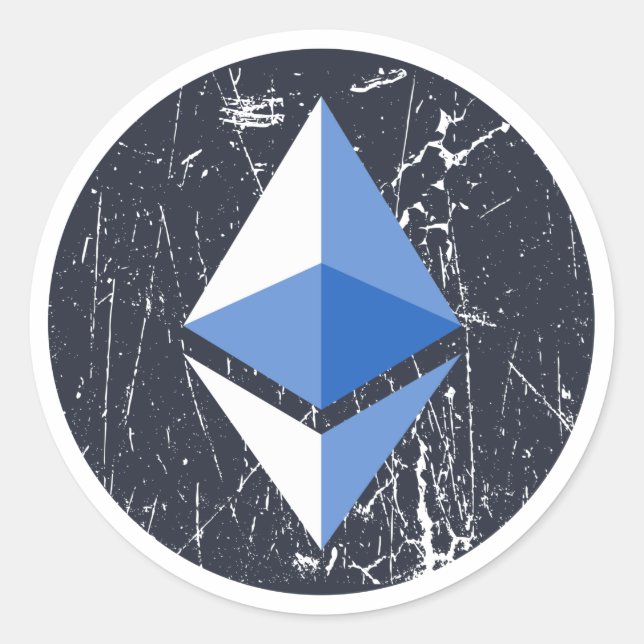 äthereum Symbol grunge Kryptowährungsgeld Runder Aufkleber (Vorderseite)