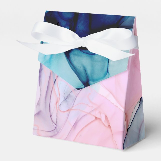 Ätherisch Aquamarin rosa Elegant Inky Moderne Hoch Geschenkschachtel (Vorderseite)