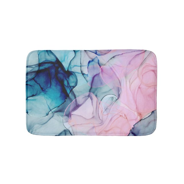 Ätherisch Aquamarin rosa Lila Inky Moderner Glamou Badematte (Vorderseite)