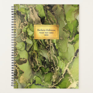 Ätherisch-grüner Schwarz-Gold-Abstrakt-Tinte  Planer