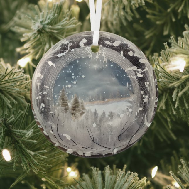 Ätherische 3D-Look Winterszene Glasdekoration Ornament Aus Glas (InSitu)