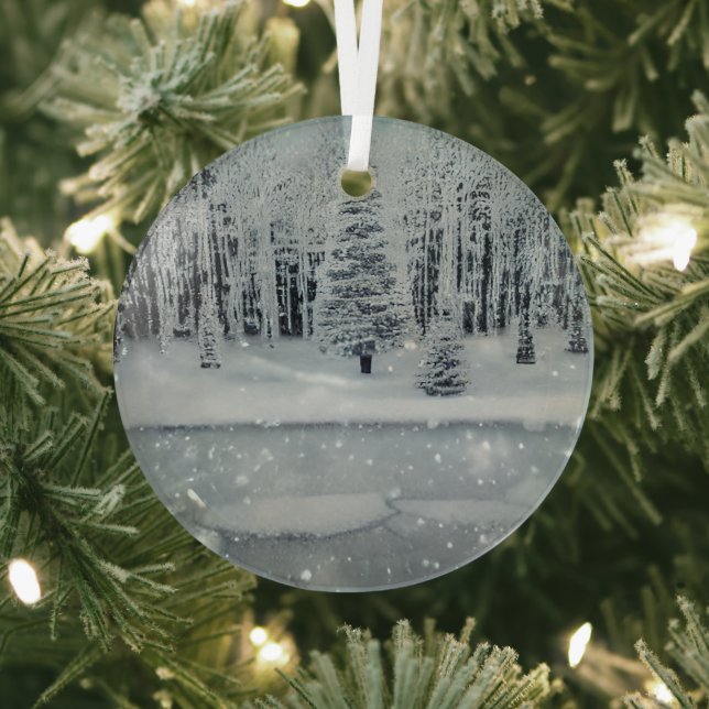 Ätherische 3D-Look Winterszene Glasdekoration Ornament Aus Glas (InSitu)