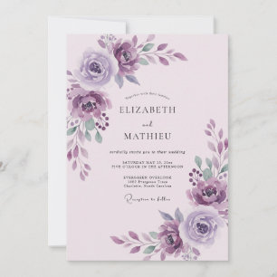 Ätherische Amethyst-Pflaumblüten-Hochzeit Einladung