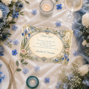 Ätherische Art Nouveau Florale Hochzeitsromantik Dankeskarte