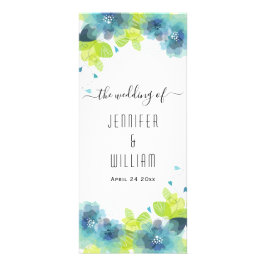 Ätherische blaue Blumen, kalligraphisches Hochzeit Werbekarte