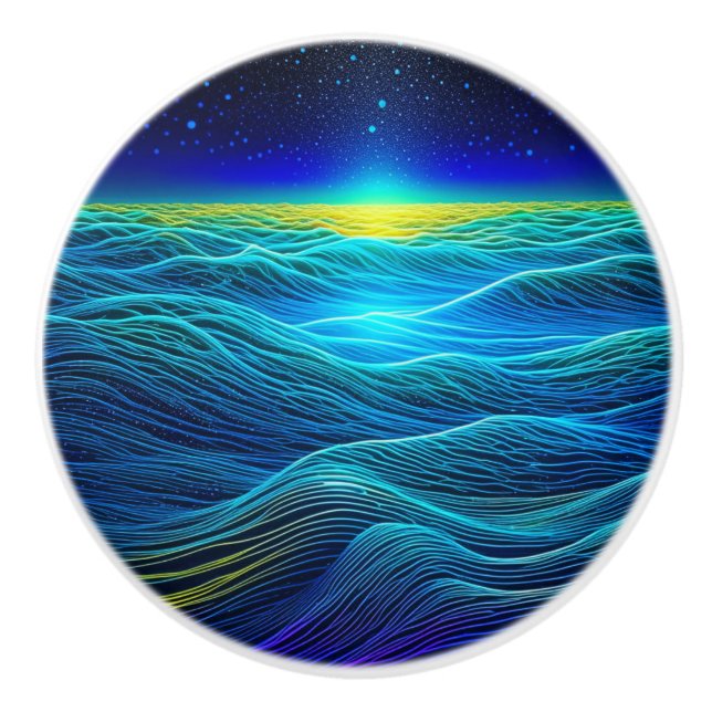 Ätherische blaue Waves und Meeressonnenuntergänge Keramikknauf (Vorderseite)