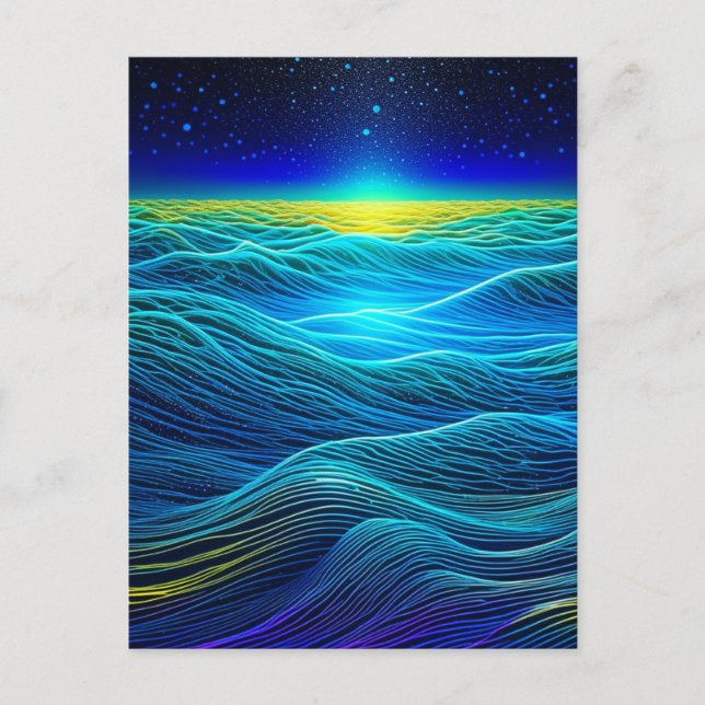 Ätherische blaue Waves und Meeressonnenuntergänge Postkarte (Vorderseite)