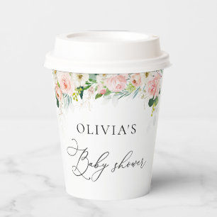 Ätherische Blush Pink Roses Baby Duschpapier Tasse Pappbecher