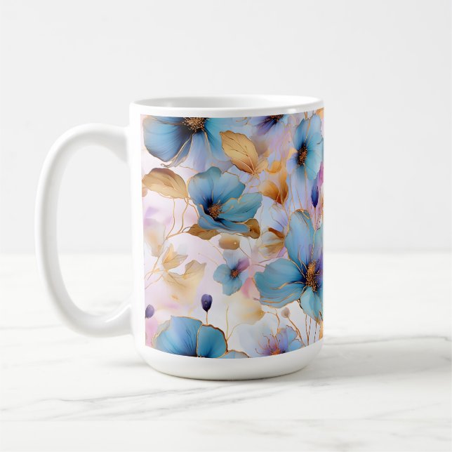 Ätherische Blüten in weichen Pastellen Alkohol Tin Kaffeetasse (Links)