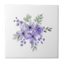"Ätherische Blüten: Lila Aquarellfarben-Blume Bouq