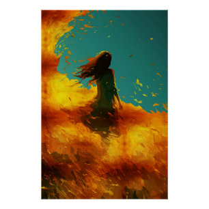 Ätherische Dame in einem goldenen Feld Poster