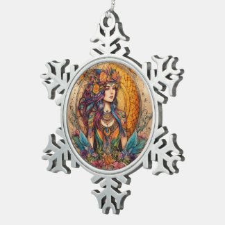 Ätherische Essenz: Eine mystische Tinte Zeichne Schneeflocken Zinn-Ornament