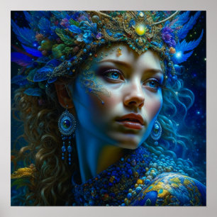 Ätherische Fantasy-Kunst Prinzessin Kriegerin Myst Poster