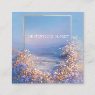 Ätherische Florale Wiesenlandschaft Goldener Rahme Quadratische Visitenkarte