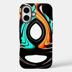 Ätherische Fluidität   Schwarze, Cyan- und Weiße A iPhone 16 Hülle