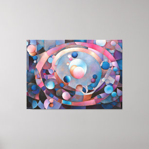 Ätherische Geometrie: Retro Blues Pinks Glaseffekt Leinwanddruck