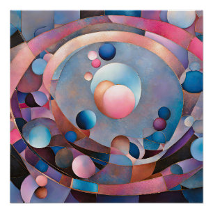 Ätherische Geometrie: Retro Blues Pinks Glaseffekt Poster