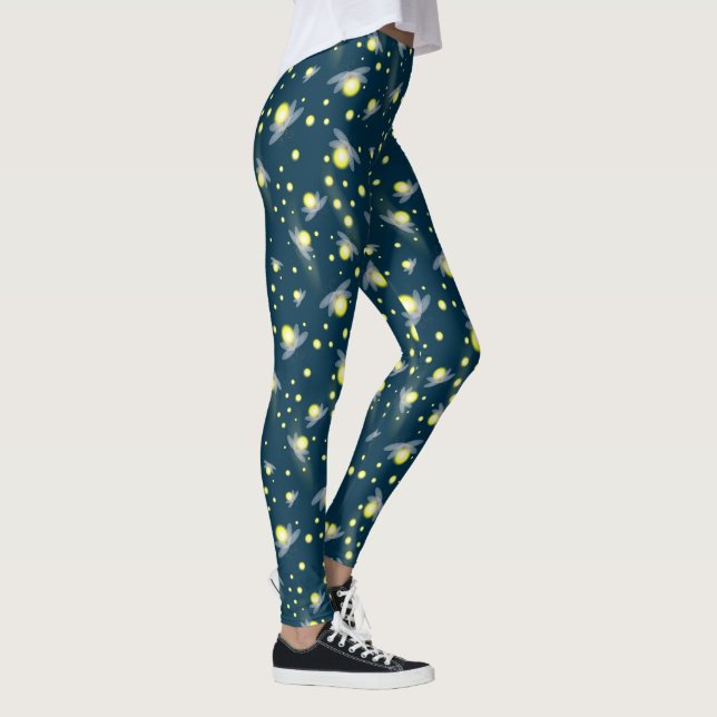 Ätherische glühende Glühwürmchen im Nachtmuster Leggings (Rechts)