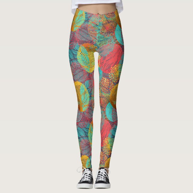 Ätherische goldene Blüten - Nahtlose Blumenharmoni Leggings (Vorderseite)