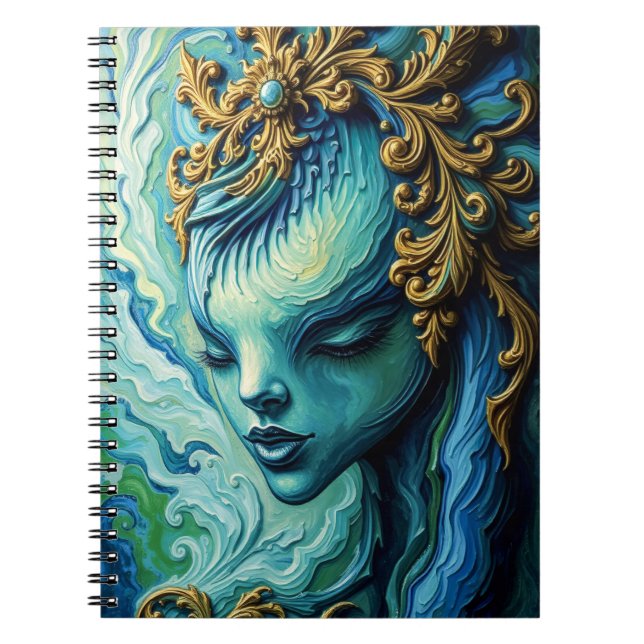 Ätherische Göttin: Fusion von Kunst und Fantasie Notizblock (Vorderseite)