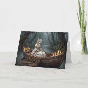 Ätherische Katze im Boot Dankeskarte