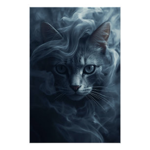 Ätherische Katze in Rauch und Nebel – Mystischer P Poster