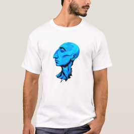 Ätherische Kontemplation in blauem Gesicht T-Shirt