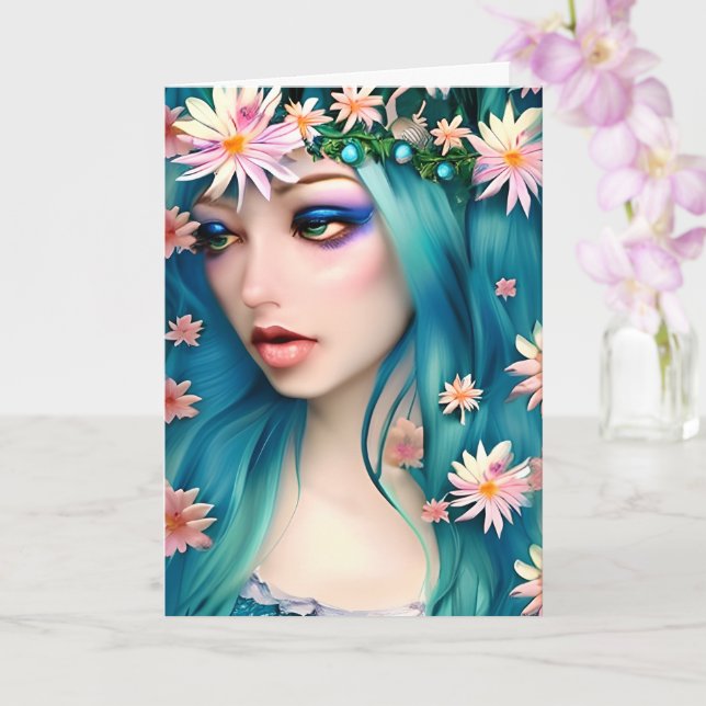 Ätherische Kunst | Beautiful Blue Fairy Birthday Karte (Orchidee)
