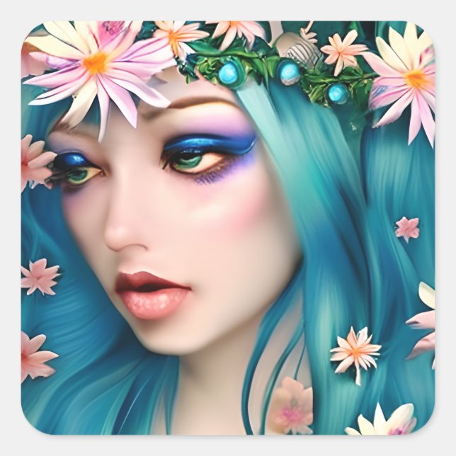 Ätherische Kunst | Beautiful Fairy Quadratischer Aufkleber (Vorderseite)