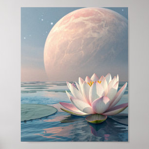 Ätherische Mondblüte: Eine Sci-Fi-Surrealistische Poster
