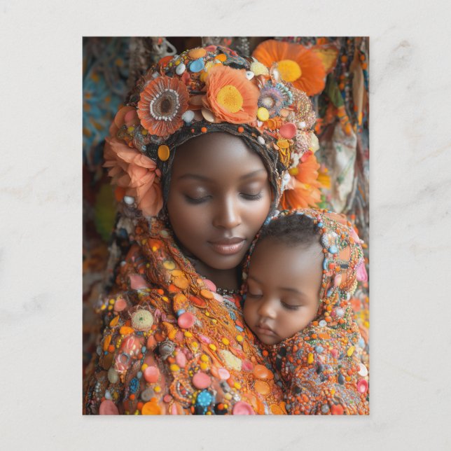 Ätherische Mutter Kind lebhaft Traditionelle Kleid Postkarte (Vorderseite)