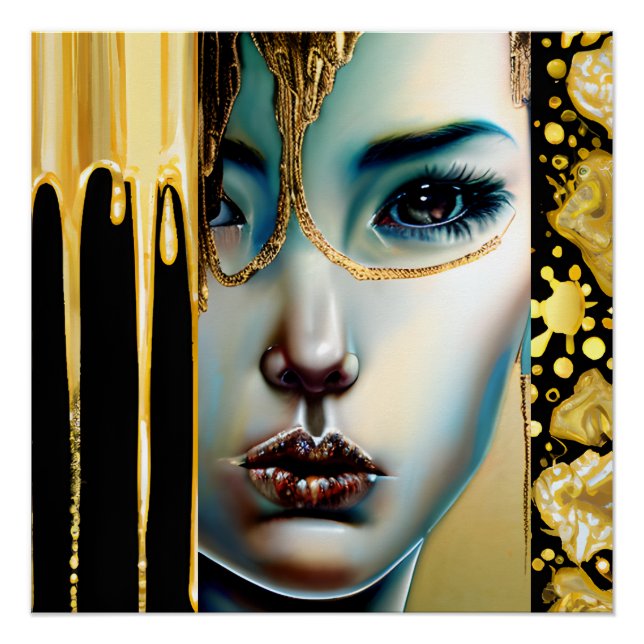 Ätherische Mystische Göttin in Gold Poster (Vorderseite)