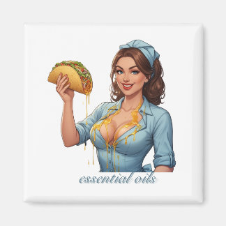 Ätherische Öle Lustige Taco-Illustration | Weiblic Magnet
