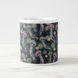 Ätherische Quallen und Anemone in Aquamarin und ro Jumbo-Tasse