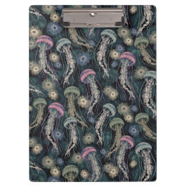 Ätherische Quallen und Anemone in Aquamarin und ro Klemmbrett