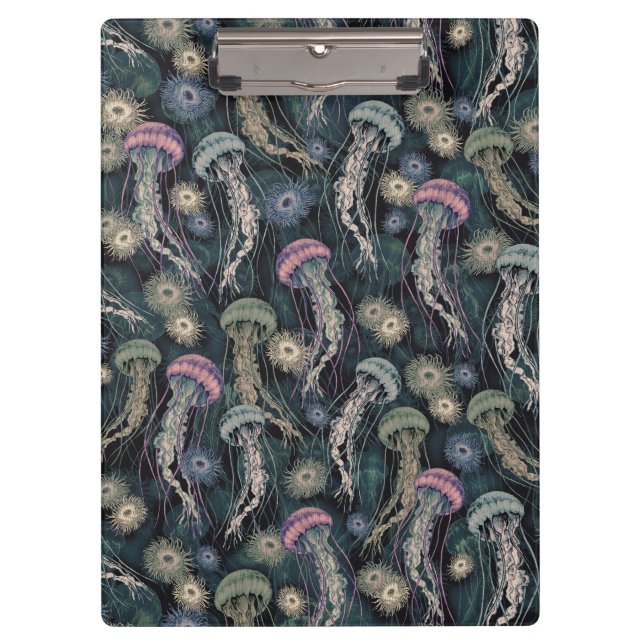 Ätherische Quallen und Anemone in Aquamarin und ro Klemmbrett (Vorderseite)