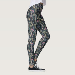 Ätherische Quallen und Anemone in Aquamarin und ro Leggings