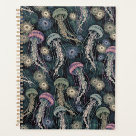 Ätherische Quallen und Anemone in Aquamarin und ro Planer