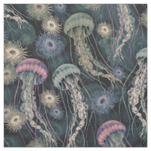 Ätherische Quallen und Anemone in Aquamarin und ro Stoff