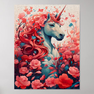 Ätherische rosa Einhorn-Traumlandschaft-Fantasy-Ku Poster