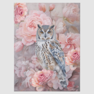 Ätherische rosa Floralien & Eulen-Möbel-Decoupage Seidenpapier