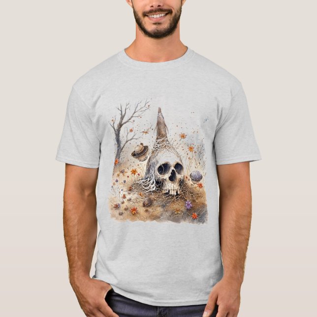 Ätherische Schädelanordnung unter Blüten T-Shirt (Vorderseite)