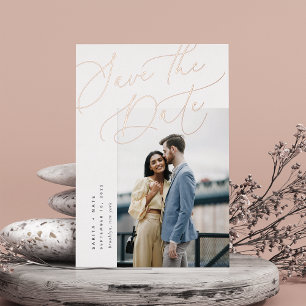 Ätherische Schrift Elegantes Foto Save the Date Folieneinladung