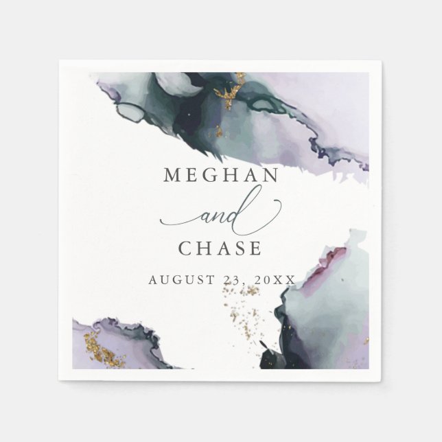 Ätherische Smokey Amethyst und Dusty Blue Abstrakt Serviette (Vorderseite)